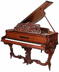 pianoforte antico, interamente intarsiato, ottimo sato, una vera opera d'arte, più unico che raro